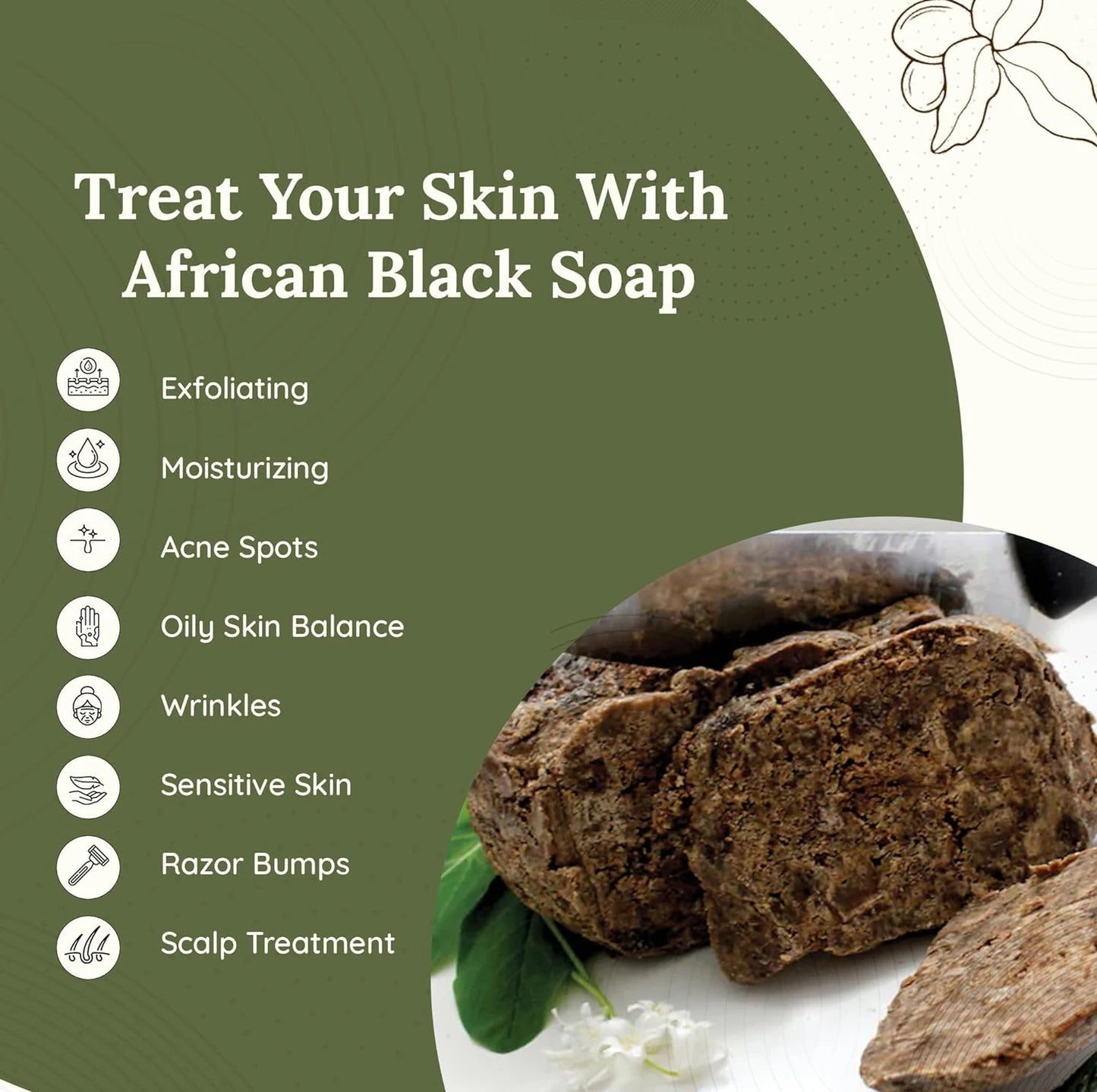 100g AFRICAN BLACK SOAP Shea Butter Bar Moisturizing Acne Treatment Cleanser for Clear Skin Care Deep Cleaning Glowing
