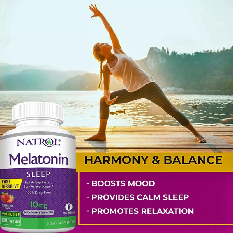 10mg Melatonin Sleep Supplement Solve Sleep Problems Immune Support, Relieve Stress Quick Dissolution Regulate Biological Clock