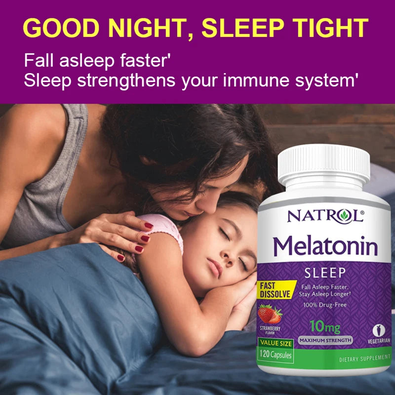 10mg Melatonin Sleep Supplement Solve Sleep Problems Immune Support, Relieve Stress Quick Dissolution Regulate Biological Clock